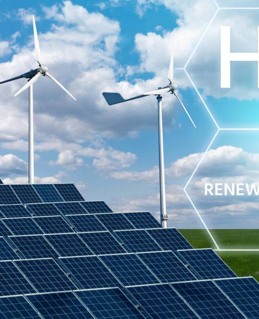 Getting green hydrogen from renewable energy sources. Concept